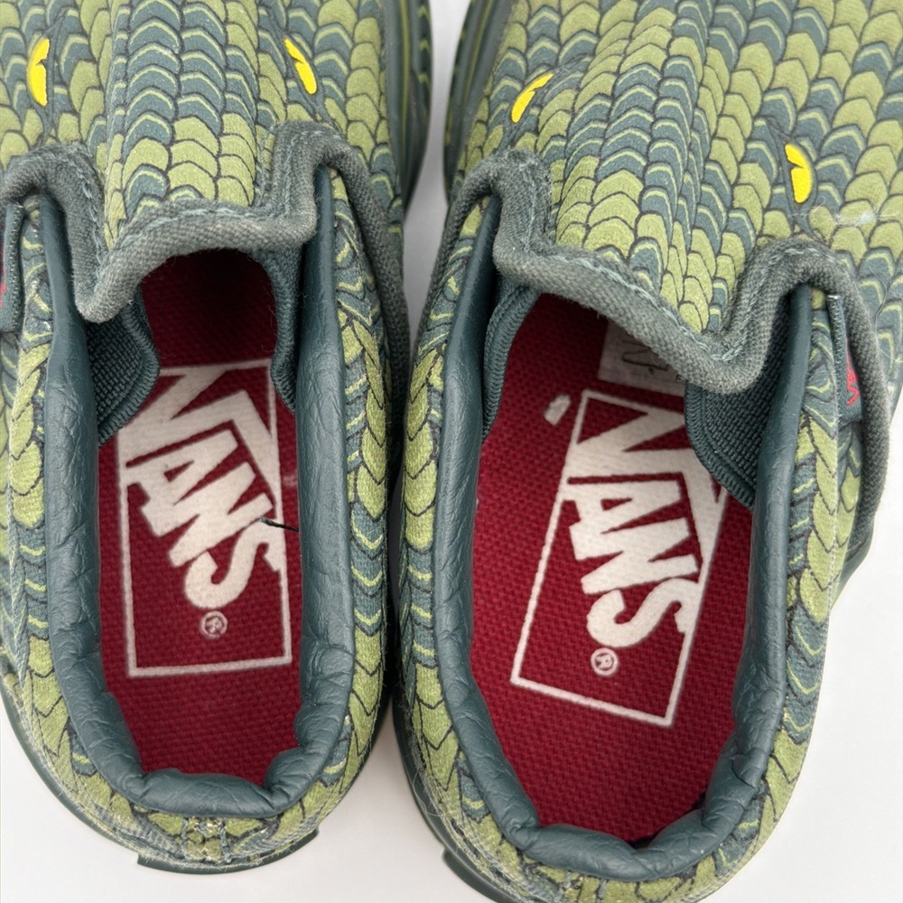 Vans Shoes Toddler 4.5 Green Reptile Snake Off The Wall Slip On Child Scales Eye - Picture 4 of 8